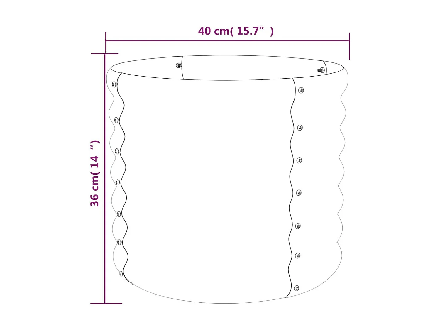 Vaso/floreira de jardim aço revestido a pó 40x40x36 cm cinza