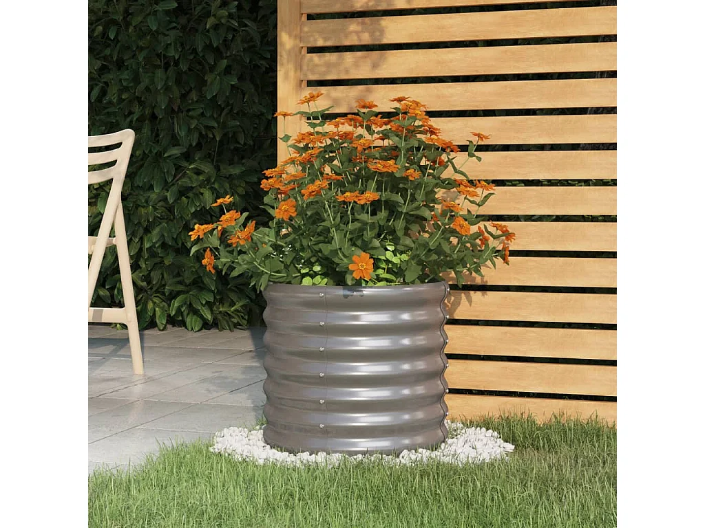 Jardinière de jardin Acier enduit de poudre 40x40x36 cm Gris