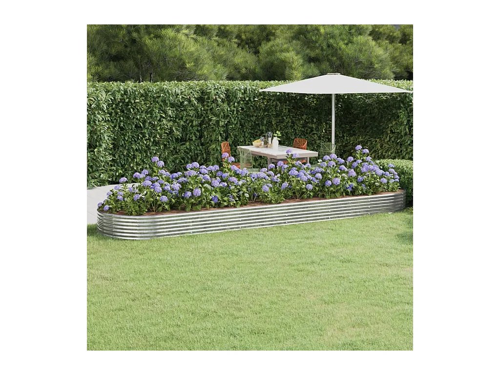 Jardinera arriate acero recubrimiento polvo plata 523x140x36 cm