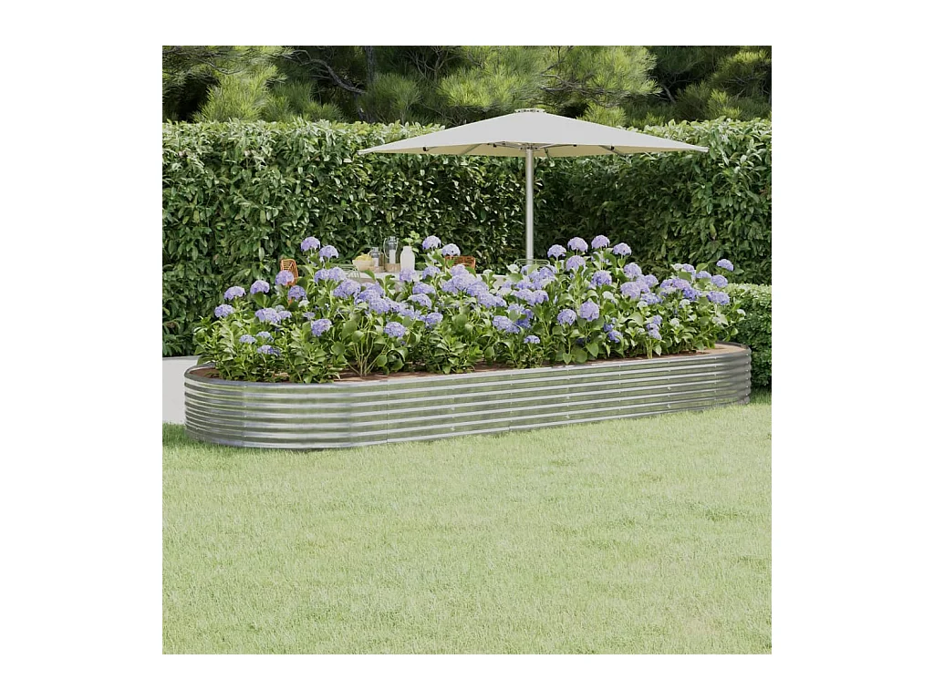 Lit surélevé de jardin Acier enduit de poudre Argenté