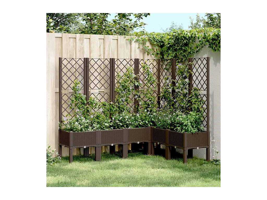Jardinière avec treillis marron 160x120x142 cm PP