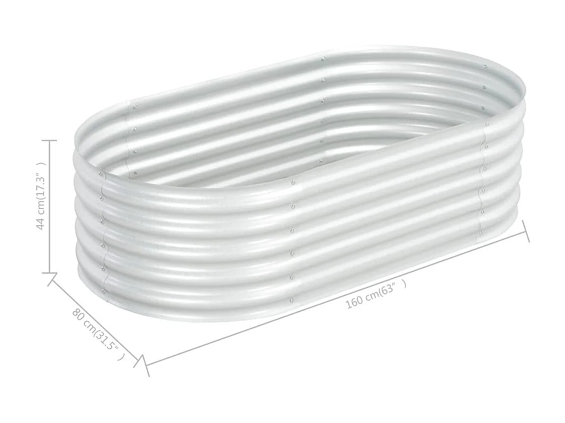 Lit surélevé de jardin 160x80x44 cm Acier galvanisé Argenté