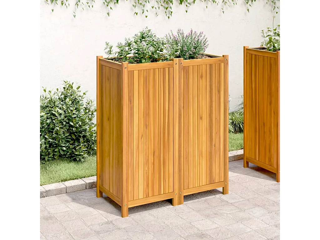 Jardinière avec doublure 84x42x100 cm bois massif d'acacia