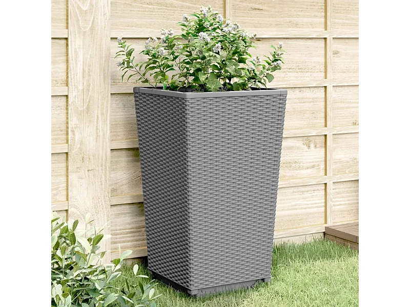 Jardinières 2 pièces gris clair 32,5x32,5x57 cm polypropylène