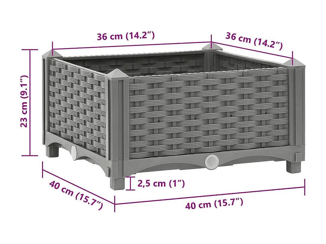 Lit surélevé 40x40x23 cm Polypropylène