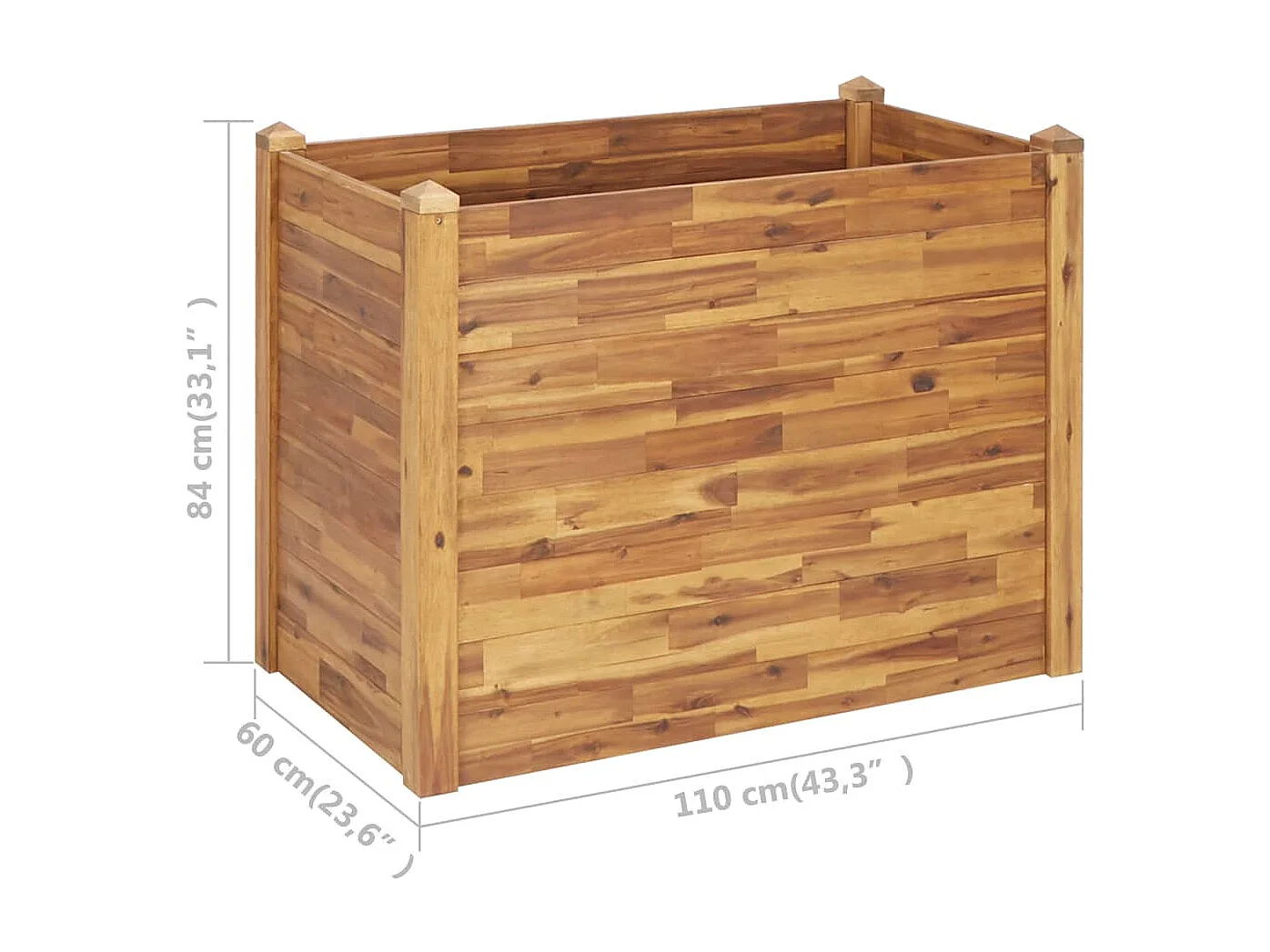 Arriate de madera maciza de acacia 110x60x84 cm