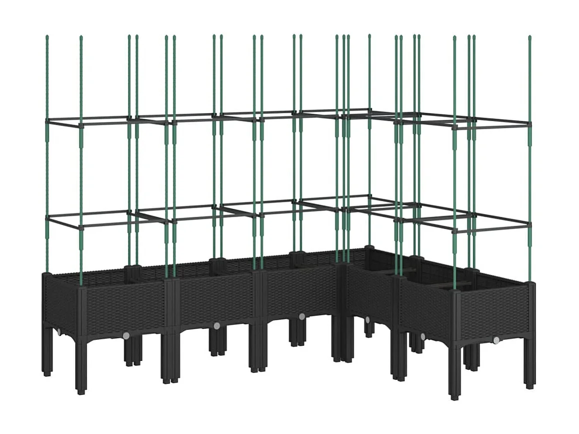 Vaso/floreira de jardim c/ treliça 160x120x142,5 cm PP preto