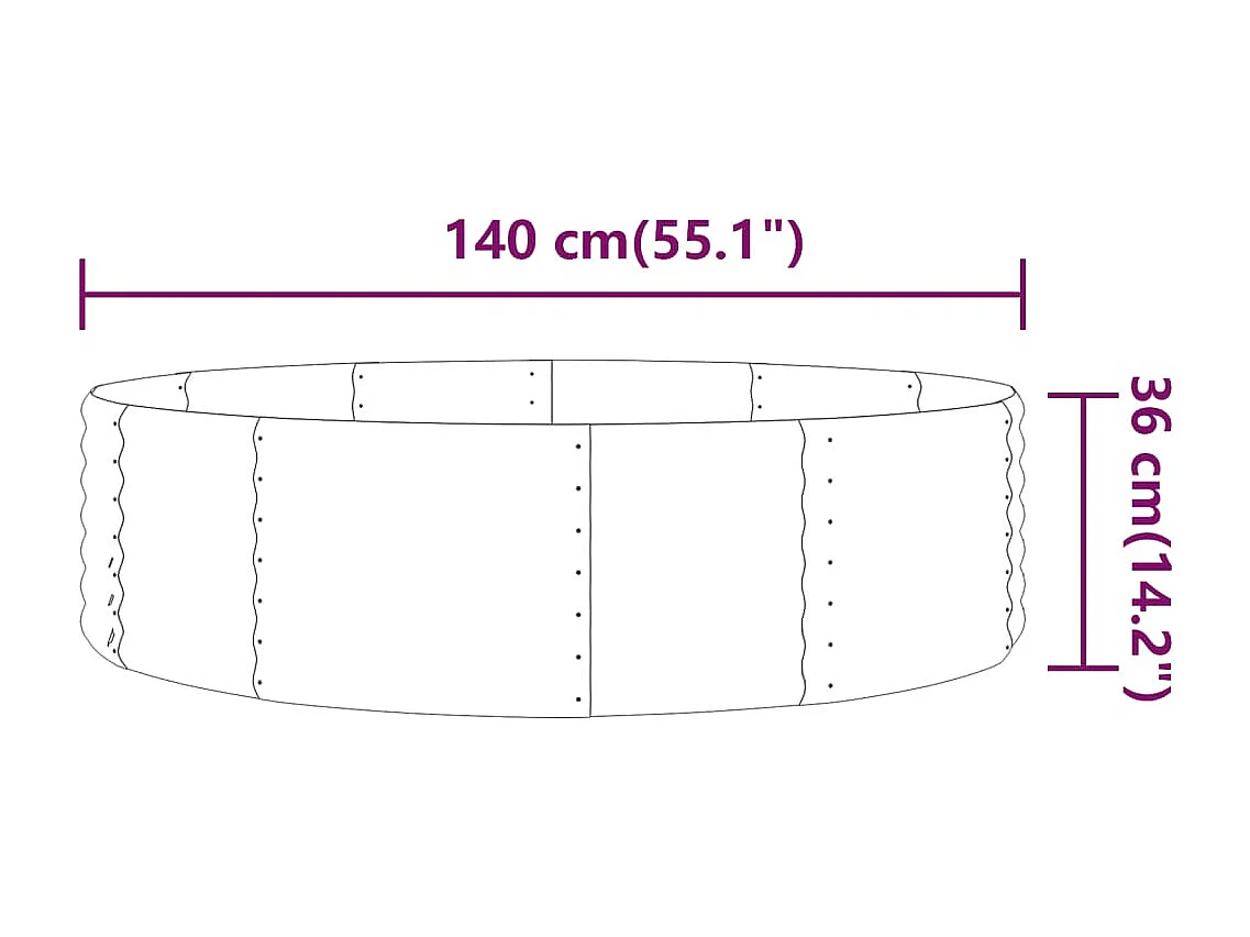 Jardinera arriate acero recubrimiento polvo marrón 140x140x36cm