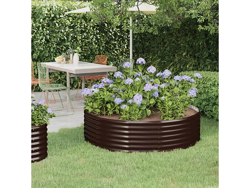 Jardinera arriate acero recubrimiento polvo marrón 140x140x36cm