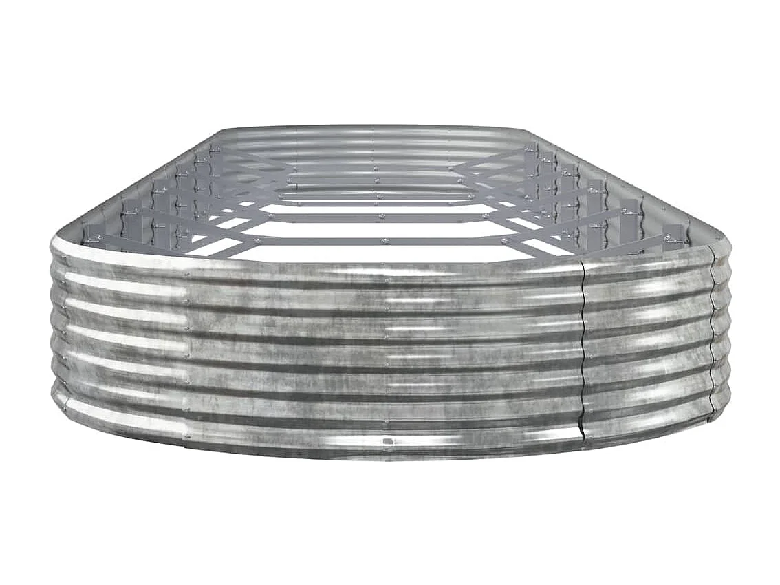 Canteiro elevado jardim 600x140x36 aço revestido a pó prateado