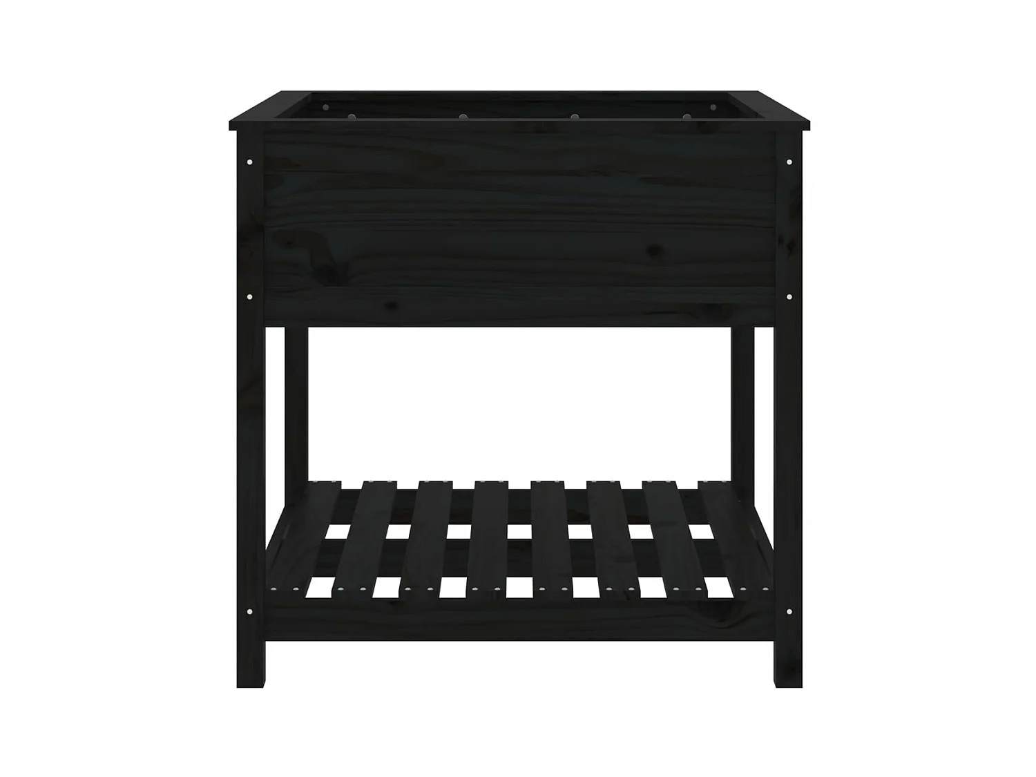Jardinière avec étagère Noir 82,5x82,5x81 cm Bois massif de pin