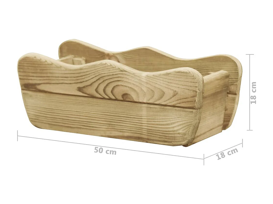 Floreira de jardim 50x18x18 cm madeira de pinho impregnada