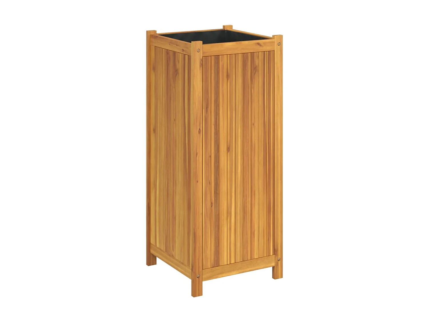 Jardinière avec doublure 42x42x100 cm bois massif d'acacia