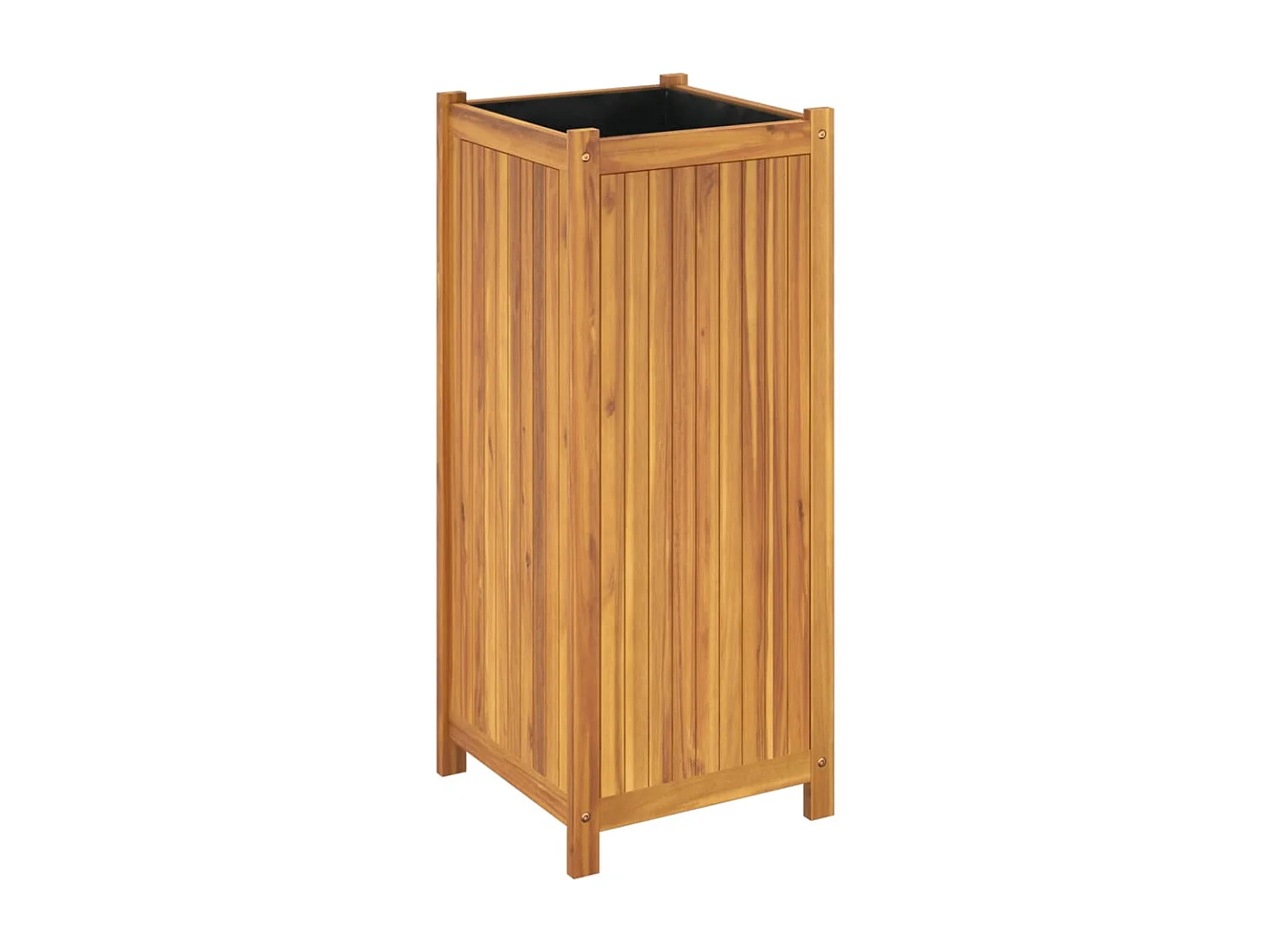 Jardinière avec doublure 42x42x100 cm bois massif d'acacia