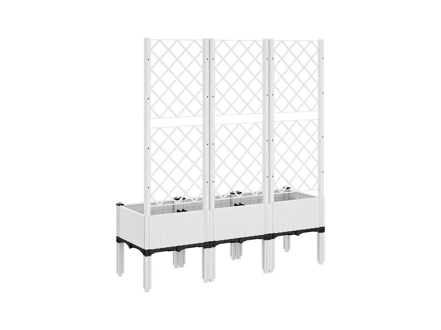 Jardinière avec treillis blanc 120x40x142 cm PP