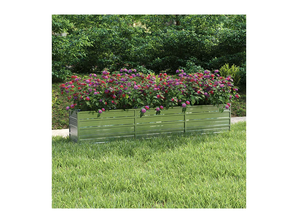 Lit surélevé de jardin 240x40x45 cm Acier galvanisé Argenté