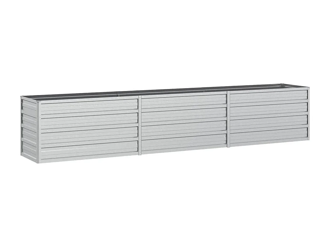 Canteiro elevado de jardim 240x40x45cm aço galvanizado prateado