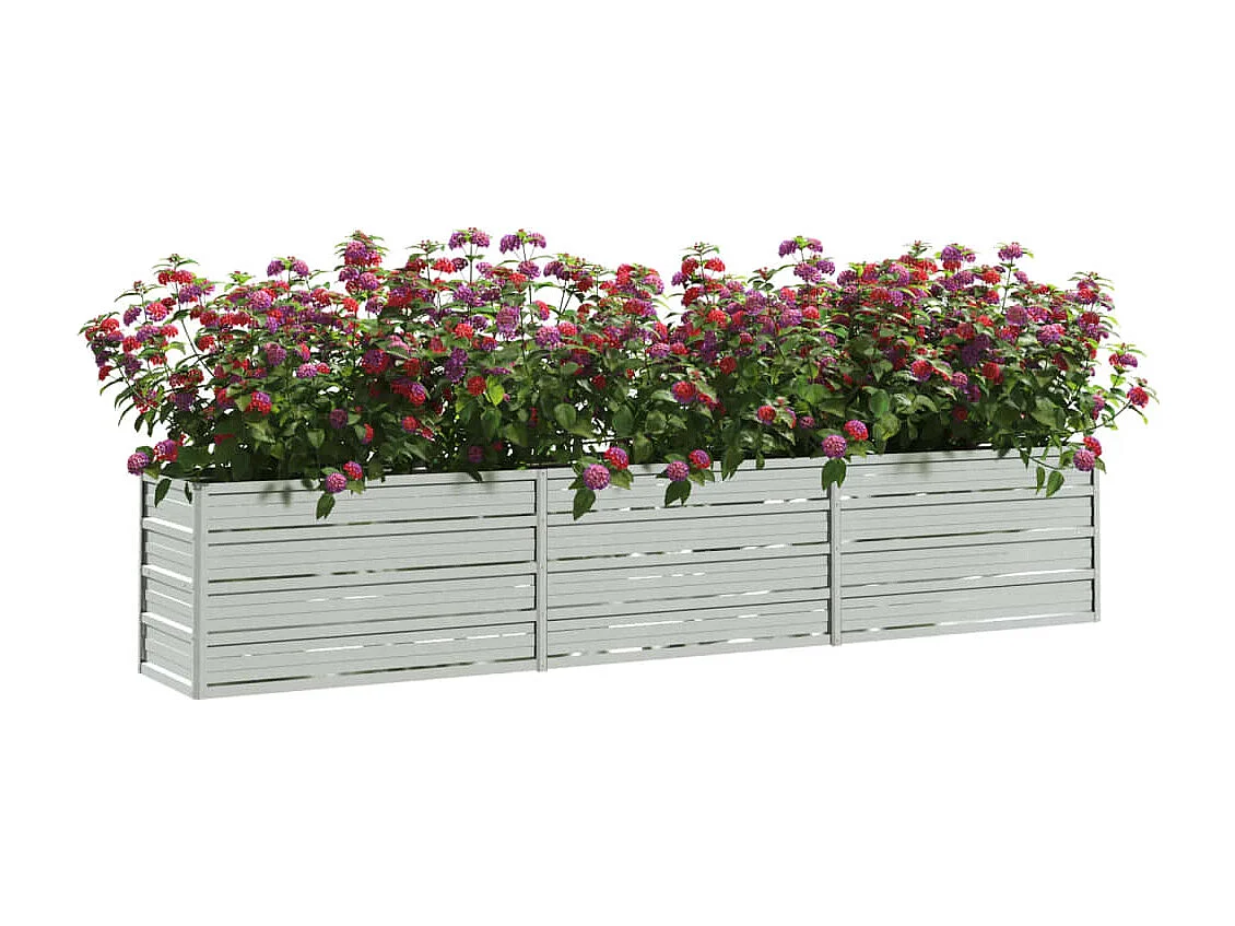 Canteiro elevado de jardim 240x40x45cm aço galvanizado prateado