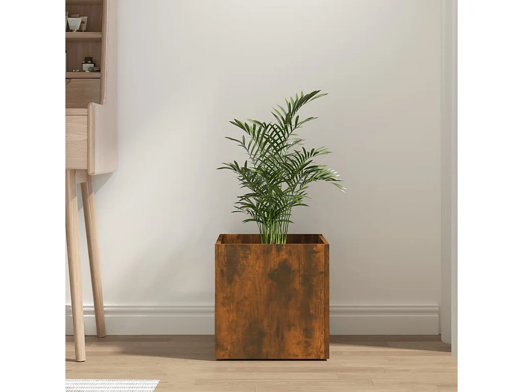 Jardinera de madera contrachapada roble ahumado 40x40x40 cm