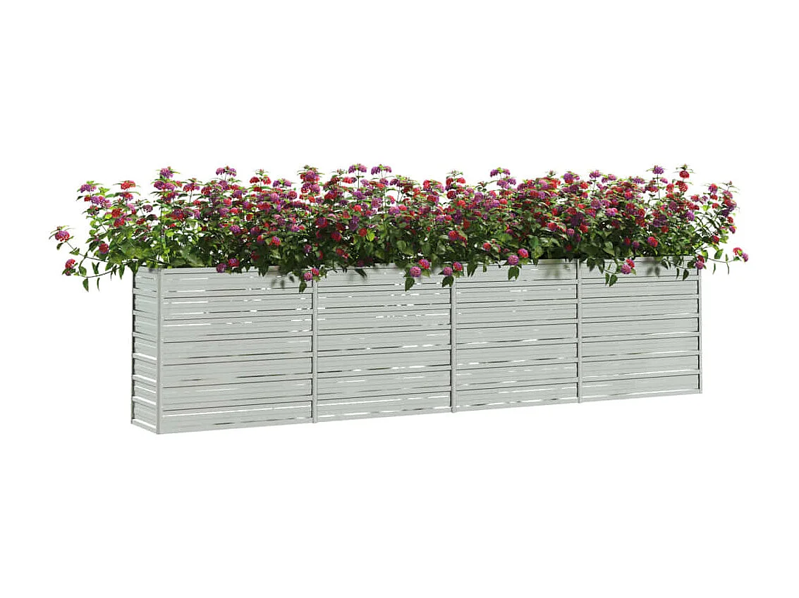 Canteiro elevado de jardim 320x40x77cm aço galvanizado prateado