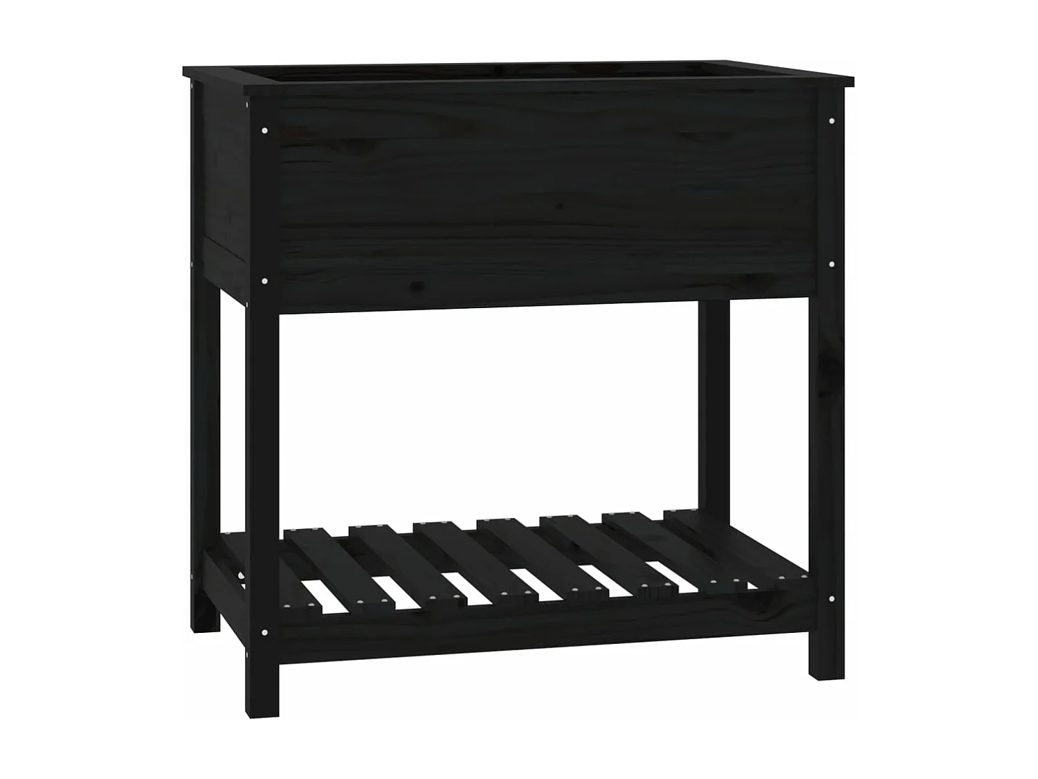 Jardinière avec étagère Noir 82,5x54x81 cm Bois massif de pin
