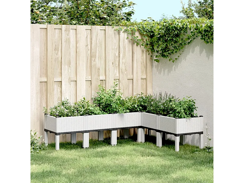 Jardinière avec pieds blanc 160x120x42 cm PP