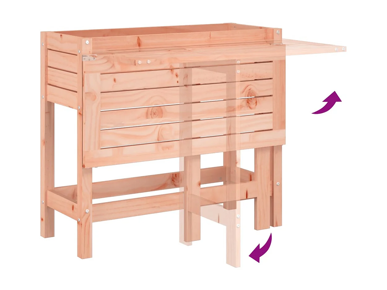 Jardinière avec dessus de table pliable bois de Douglas massif