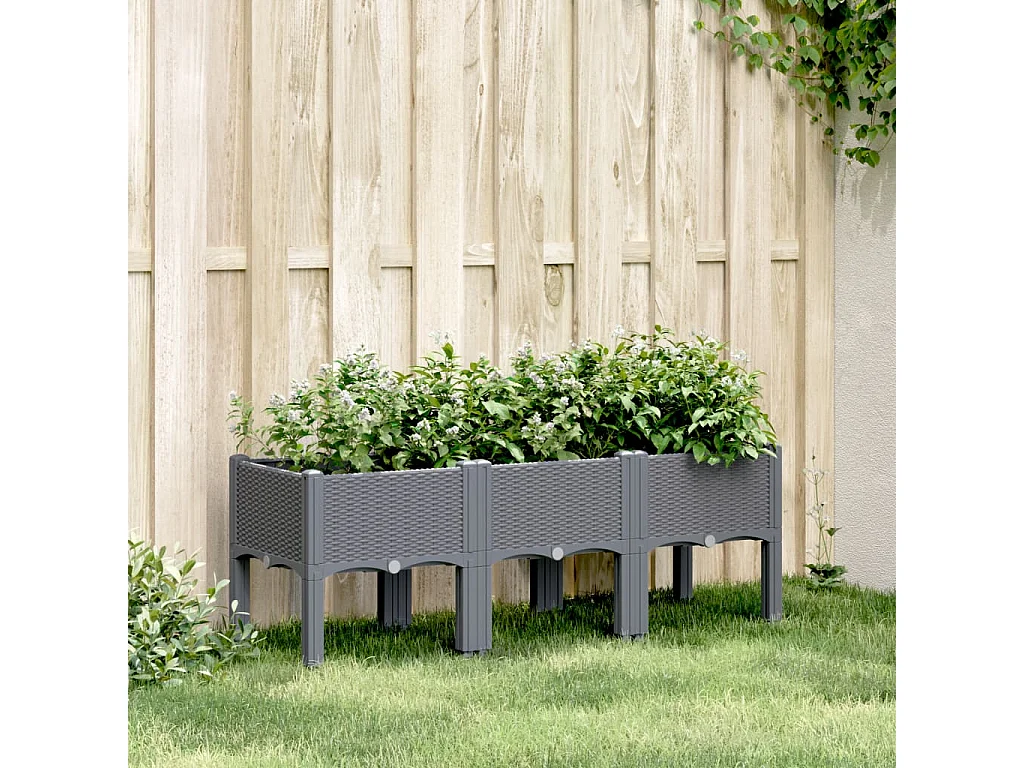 Jardinière avec pieds gris 120x40x42 cm PP