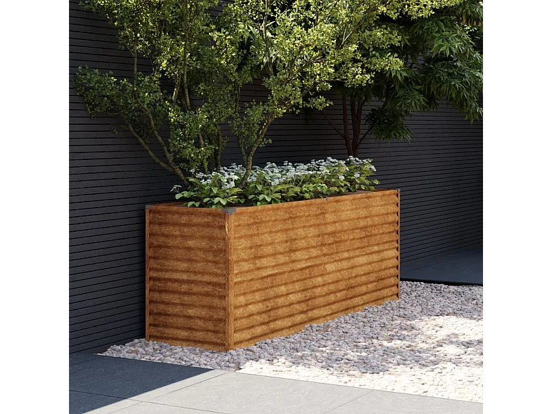 Canteiro elevado de jardim 196x50x69 cm aço corten