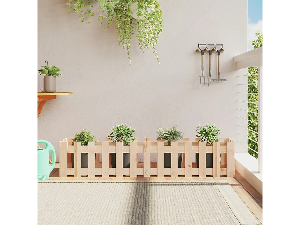 Lit surélevé de jardin design de clôture 150x30x30cm pin massif