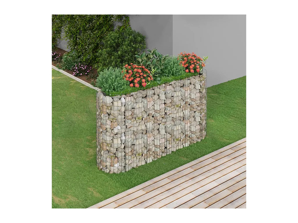 Lit surélevé à gabion Fer galvanisé 190x50x100 cm