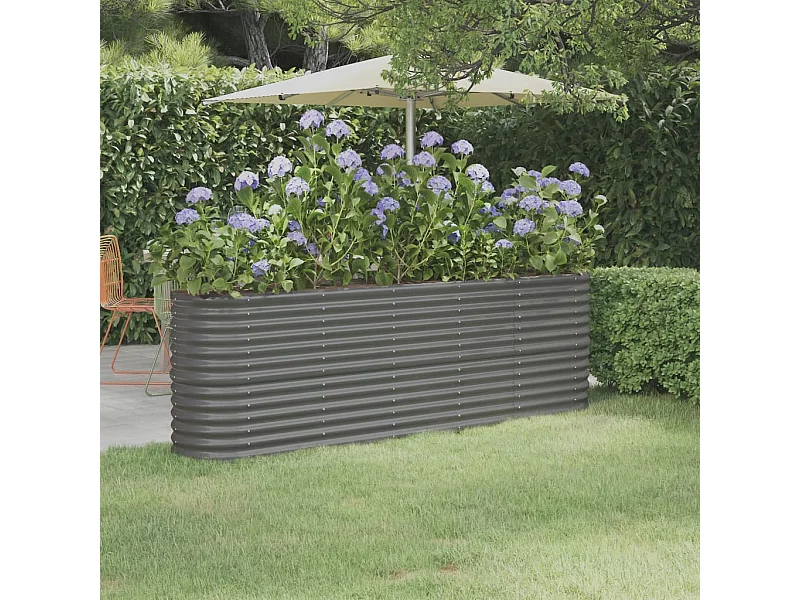 Lit surélevé de jardin Acier enduit de poudre 224x40x68 cm gris