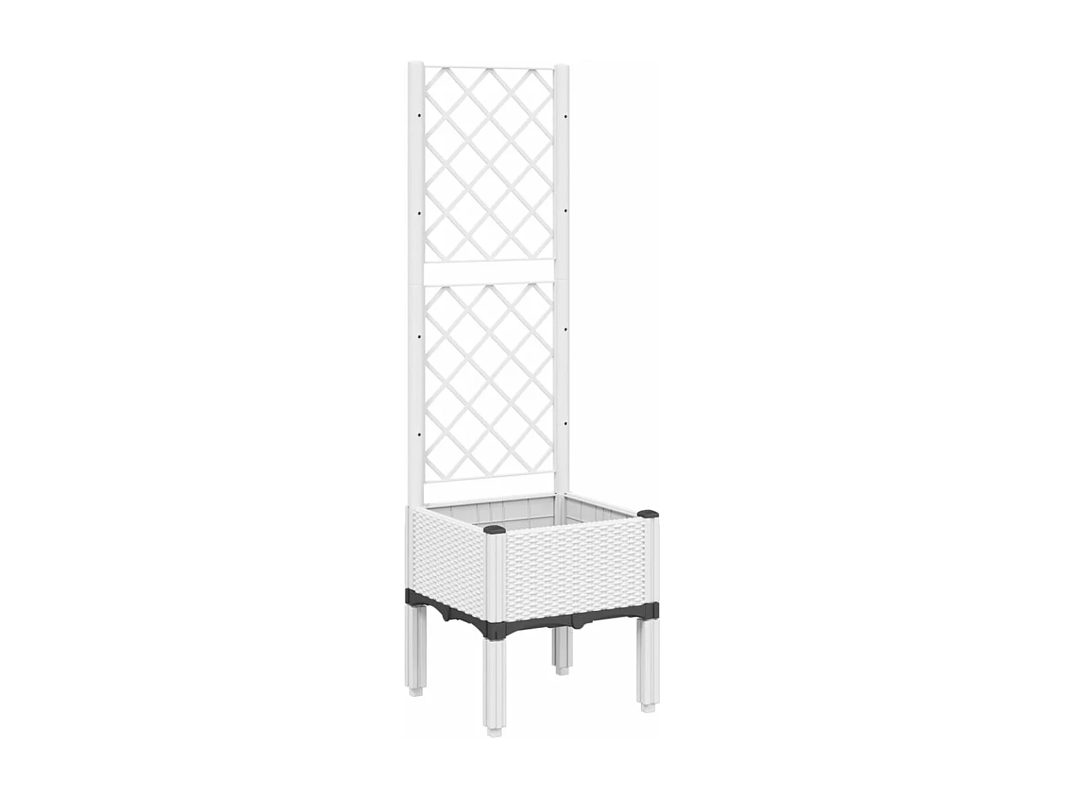 Vaso/floreira de jardim c/ treliça 40x40x142 cm PP branco