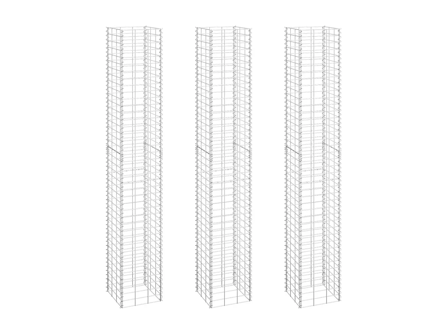 Arriates de gaviones 3 unidades hierro 30x30x200 cm