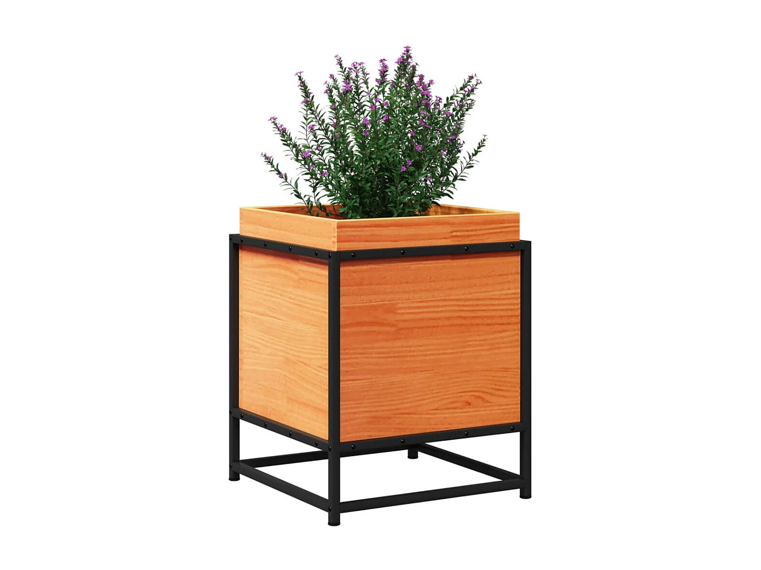 Jardinera de madera maciza pino marrón cera 40x40x50 cm