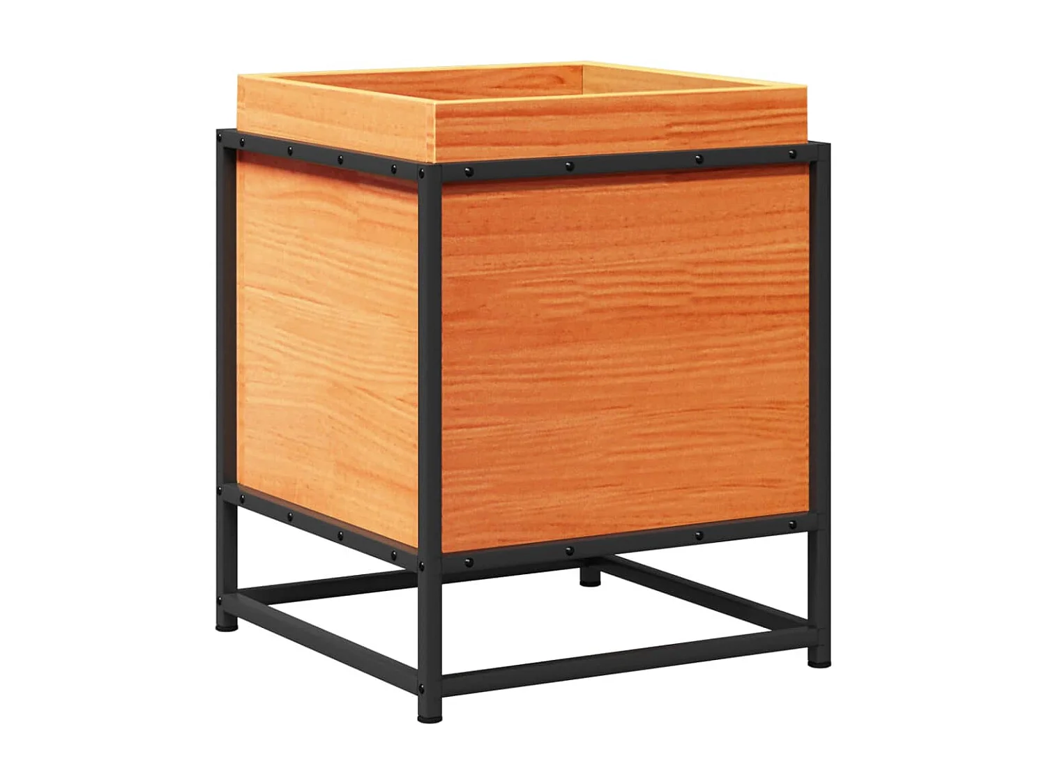 Jardinera de madera maciza pino marrón cera 40x40x50 cm