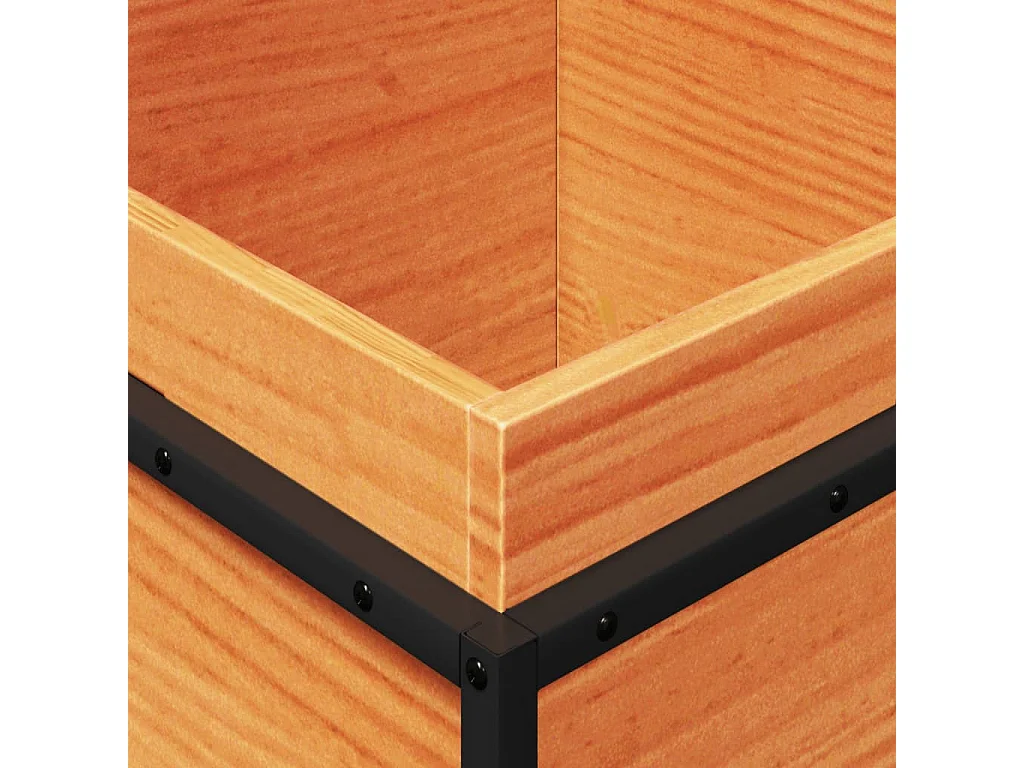 Jardinera de madera maciza pino marrón cera 40x40x50 cm