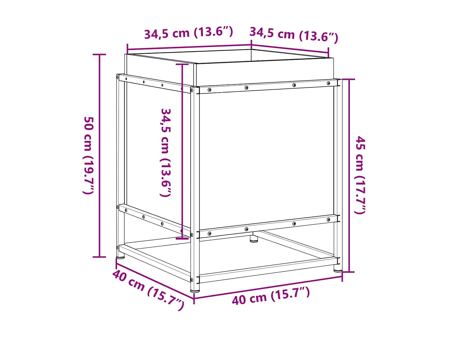 Jardinera de madera maciza pino marrón cera 40x40x50 cm
