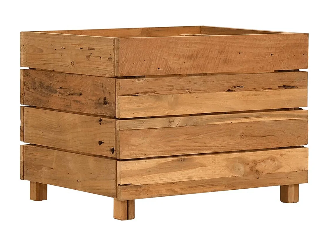 Lit surélevé 50x40x38 cm Bois massif de teck et acier