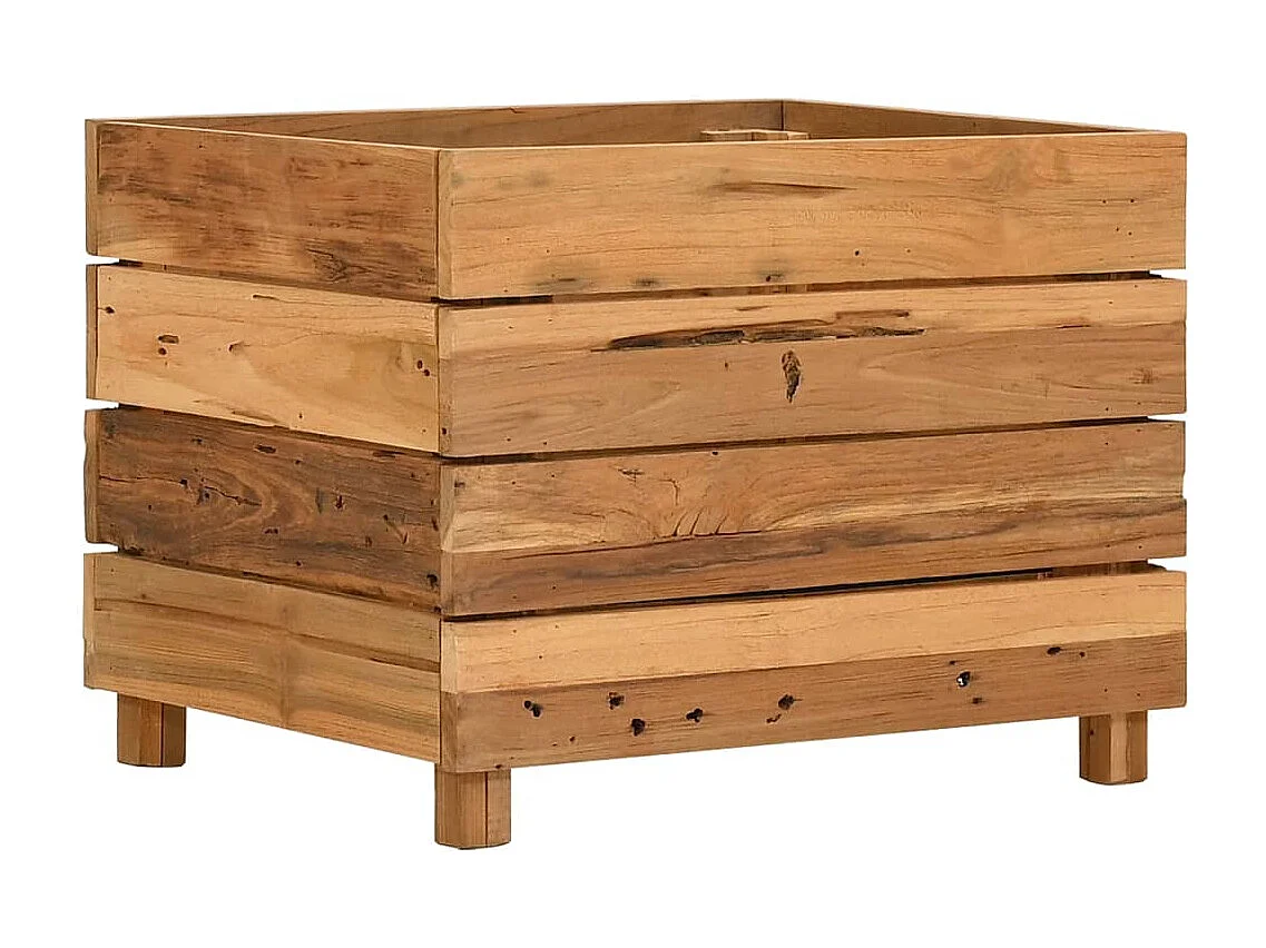 Lit surélevé 50x40x38 cm Bois massif de teck et acier