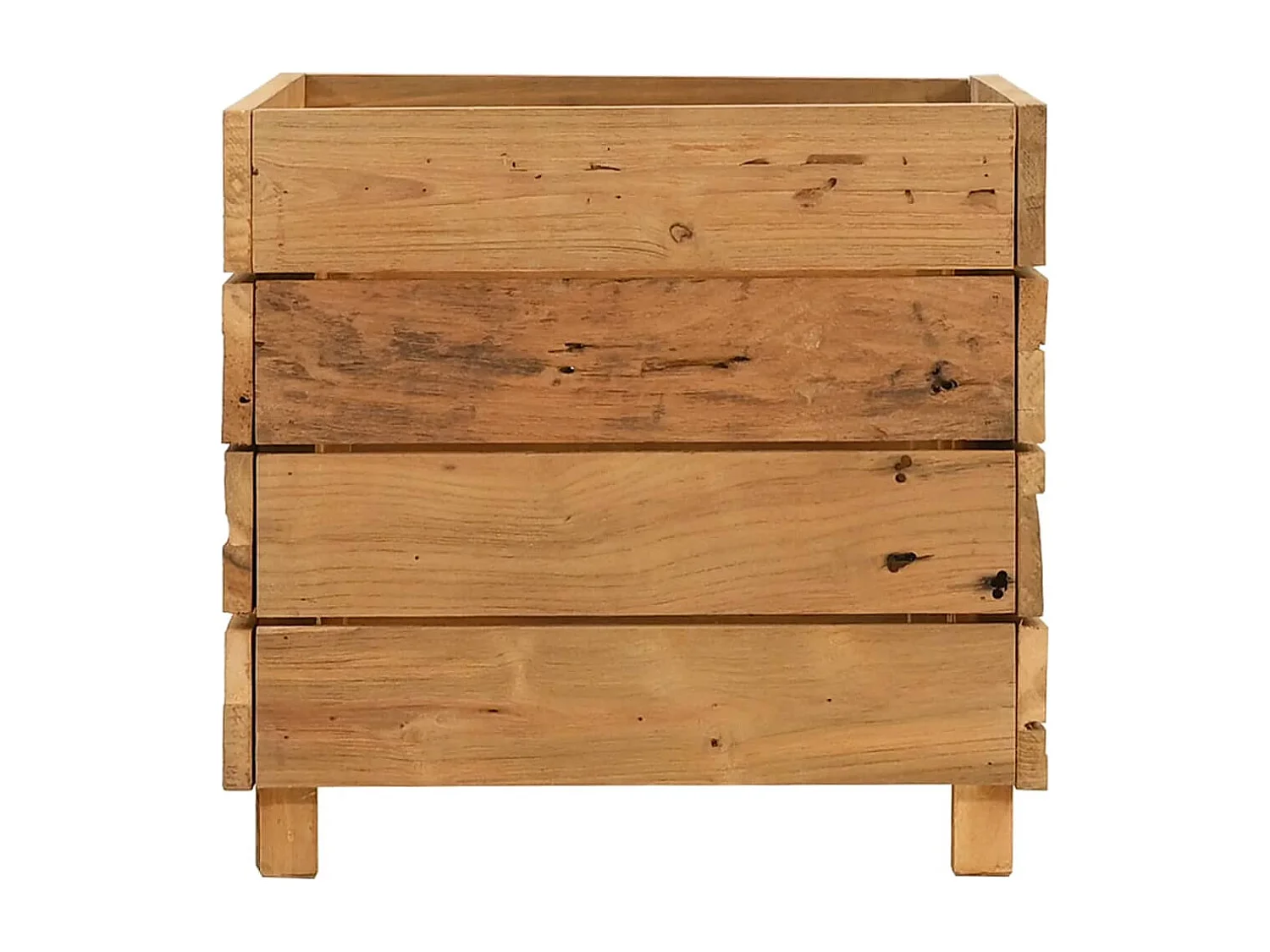 Lit surélevé 50x40x38 cm Bois massif de teck et acier