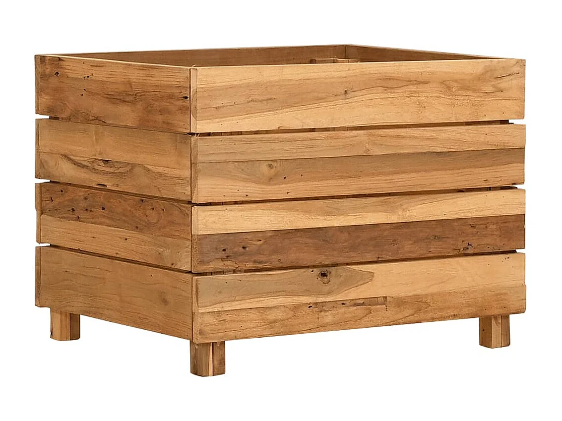 Lit surélevé 50x40x38 cm Bois massif de teck et acier