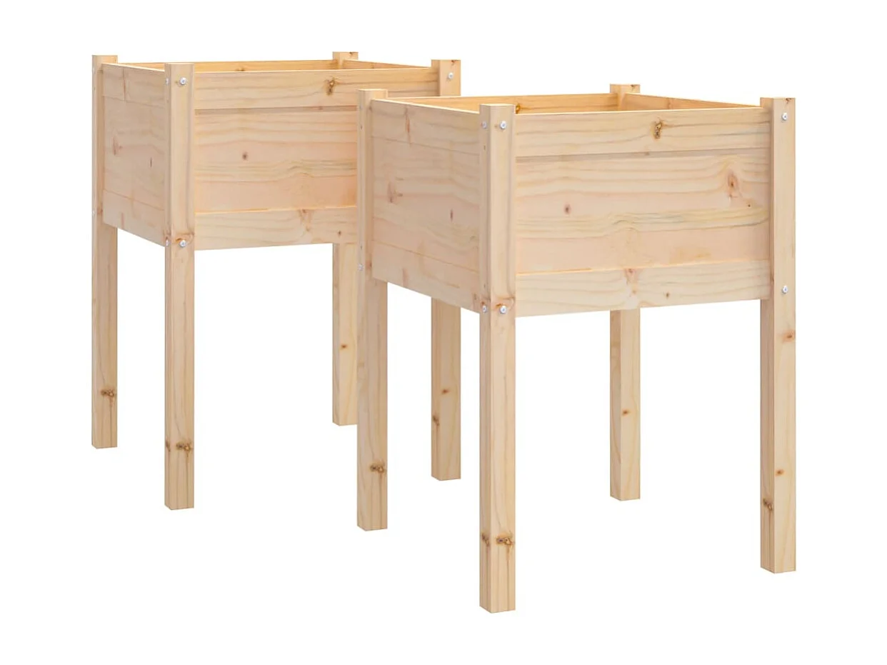 Jardineras 2 unidades madera maciza de pino 50x50x70 cm
