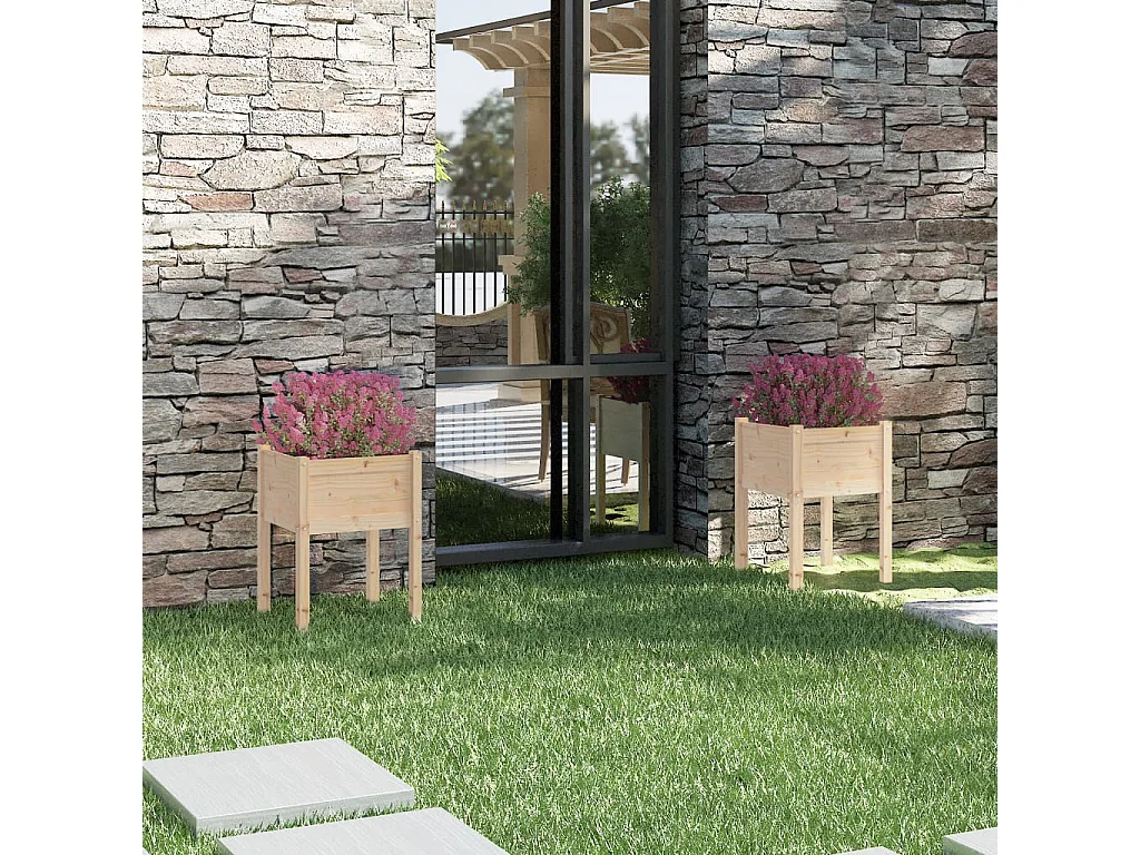 Jardinières d'extérieur 2 pièces 50x50x70 cm Bois de pin massif