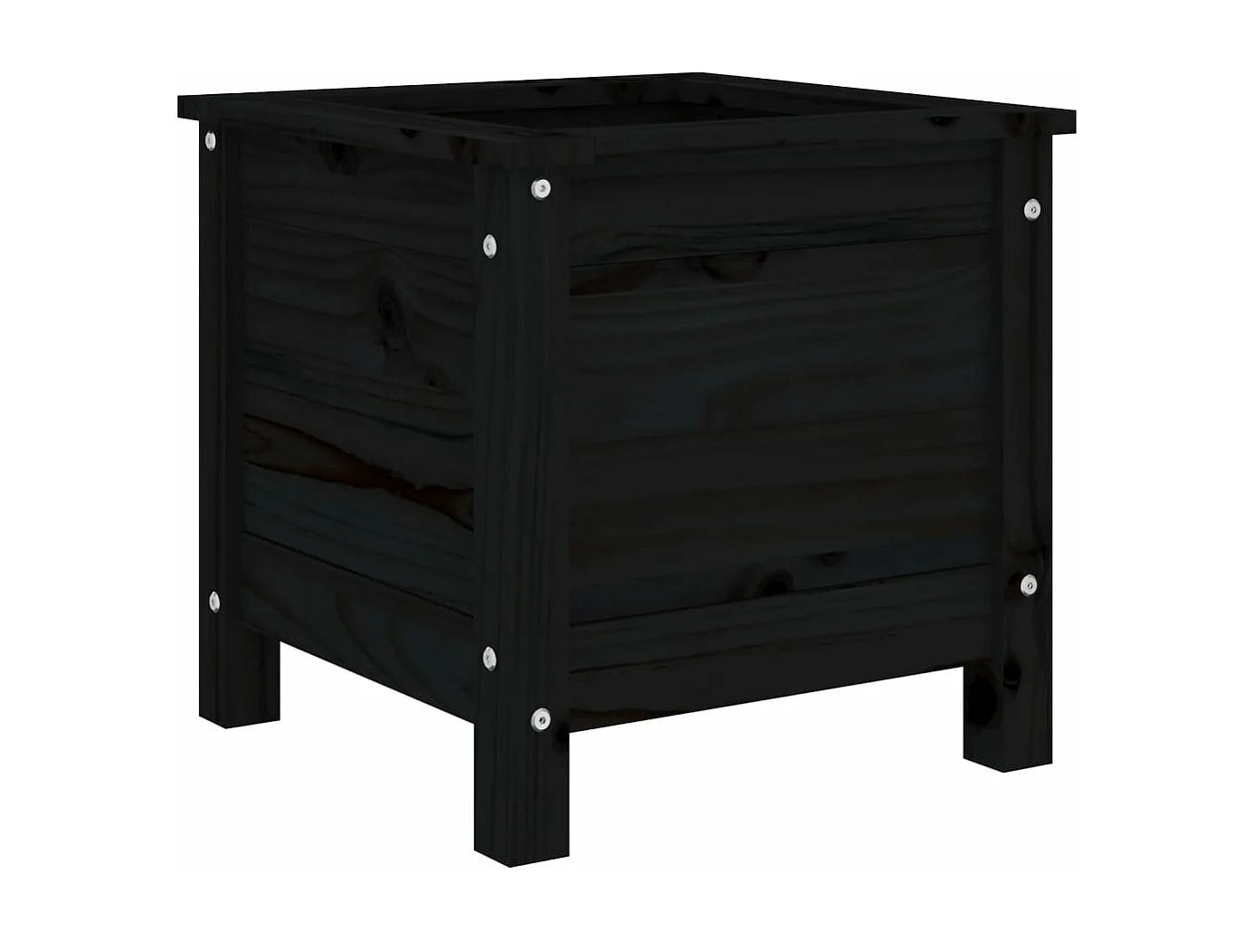 Jardinière noir 40x40x39 cm bois massif de pin