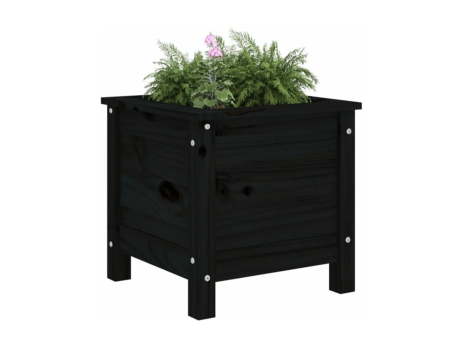 Jardinière noir 40x40x39 cm bois massif de pin