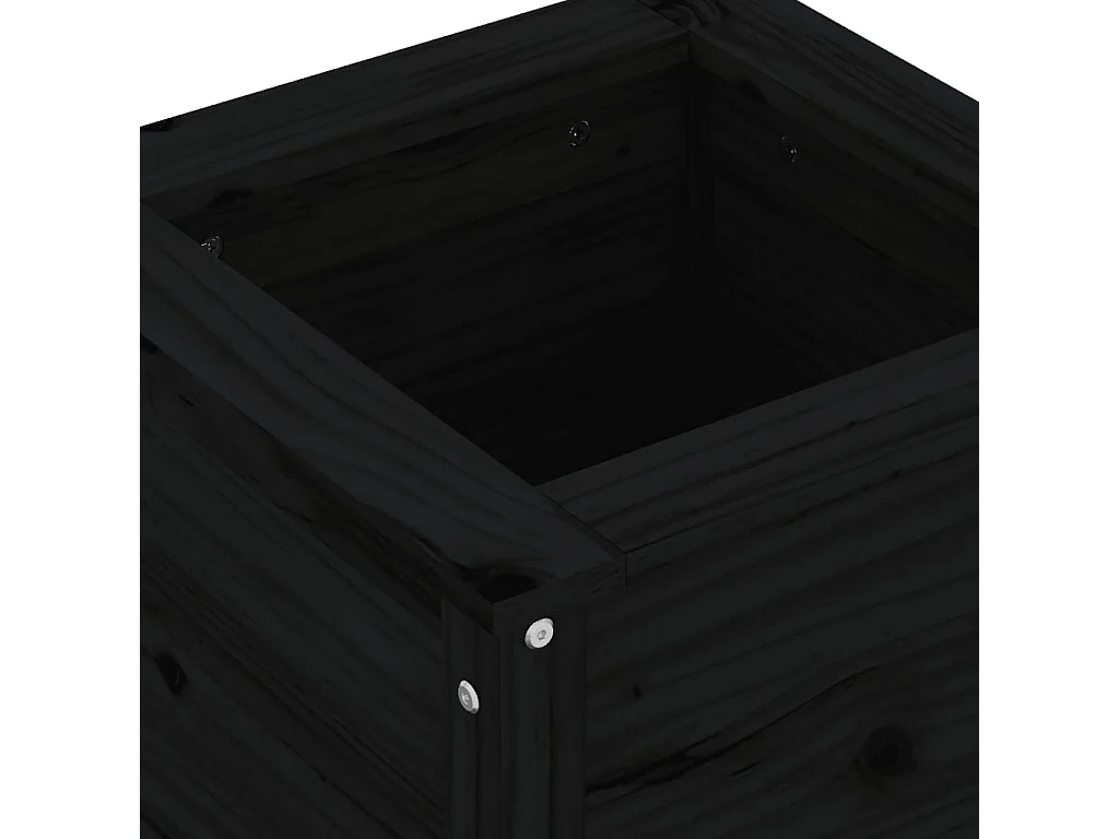Jardinière noir 40x40x39 cm bois massif de pin