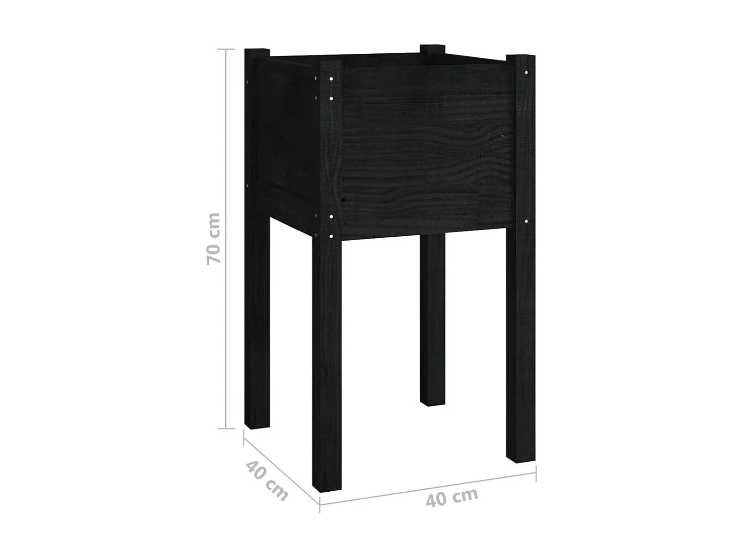 Vasos/floreiras de jardim 2 peças 40x40x70 cm pinho maciço preto