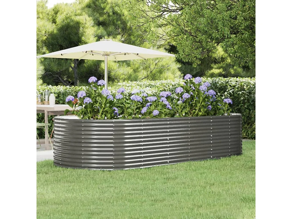 Jardinera arriate acero recubrimiento polvo gris 291x140x68 cm