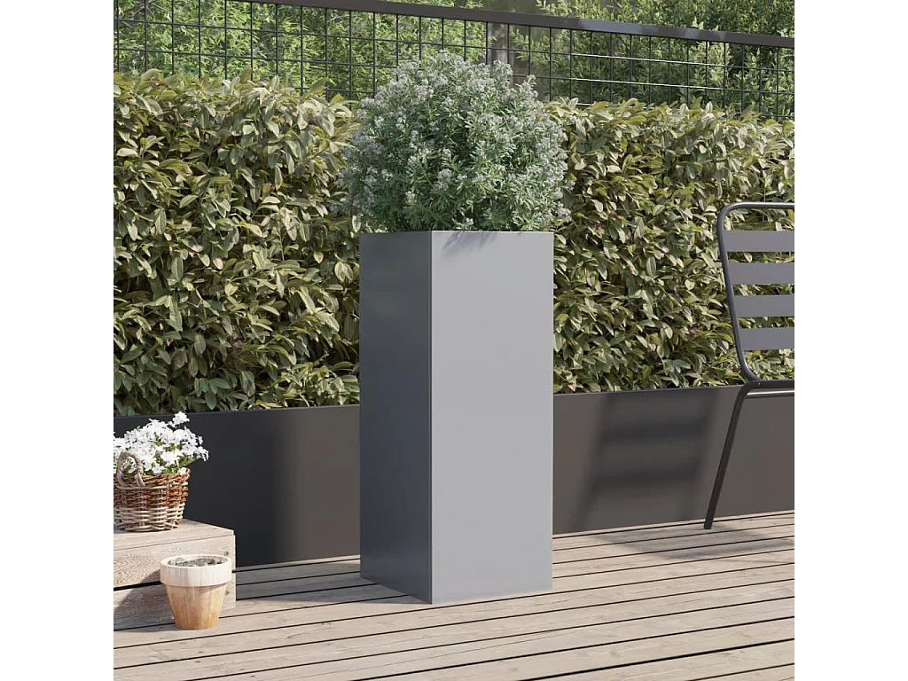 Jardinière argenté 32x27,5x75 cm acier galvanisé